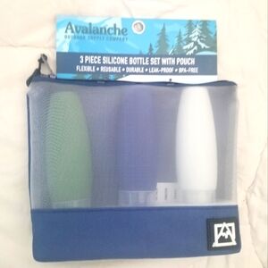 Avalanche Reuseable Bottles Outdoor 3 Piece Set Silicone W/Pouch Case.